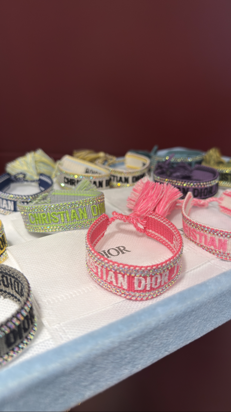 Dior Pembe Taşlı İthal İp Bileklik 