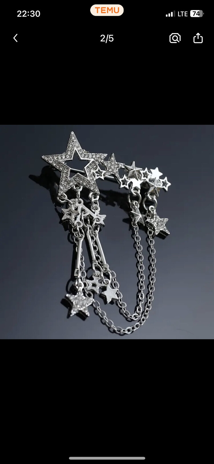 Yıldız Zincir Püsküllü Silver Broş