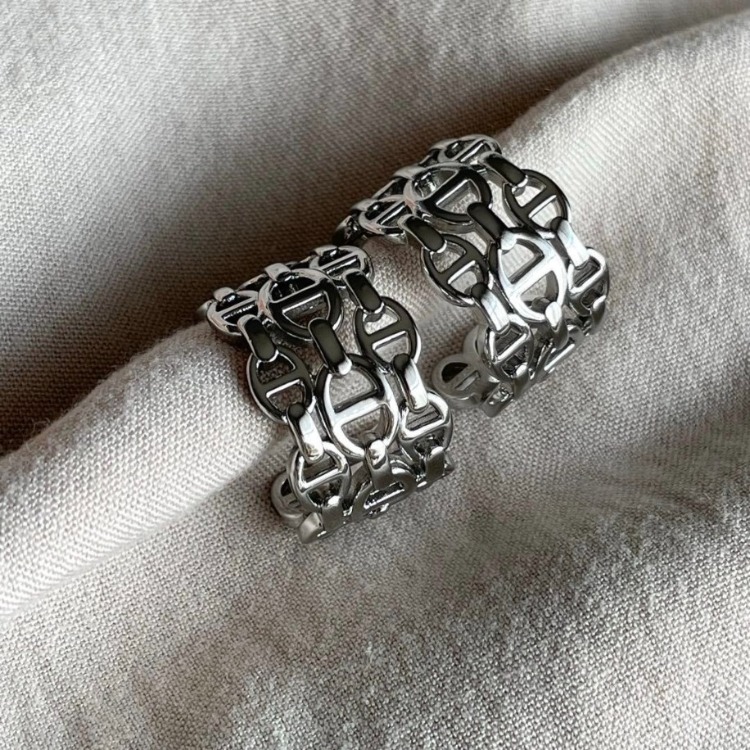 Hermes Silver Hoop İthal Küpe