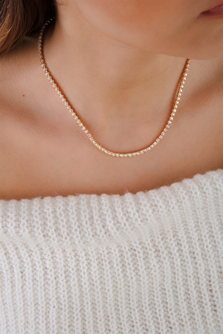 2.5mm Gold Dönmeyen Su Yolu Kolye