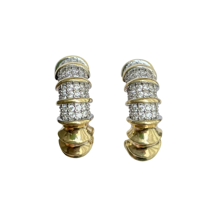 Gold Zirkon Yarım Halka Küpe