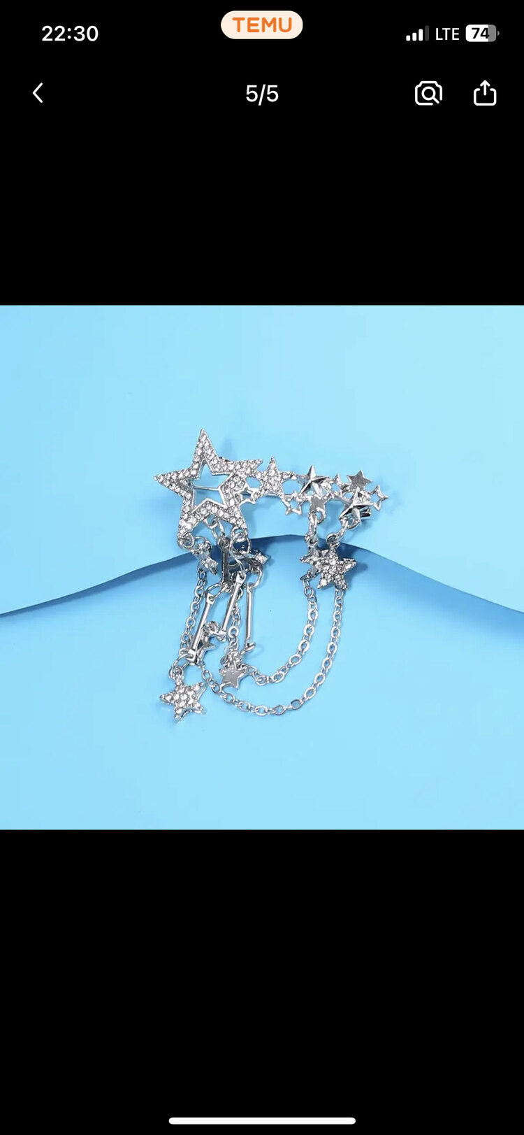 Yıldız Zincir Püsküllü Silver Broş