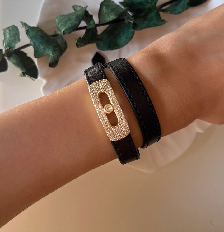 Messika Model Siyah Deri Bileklik & Choker