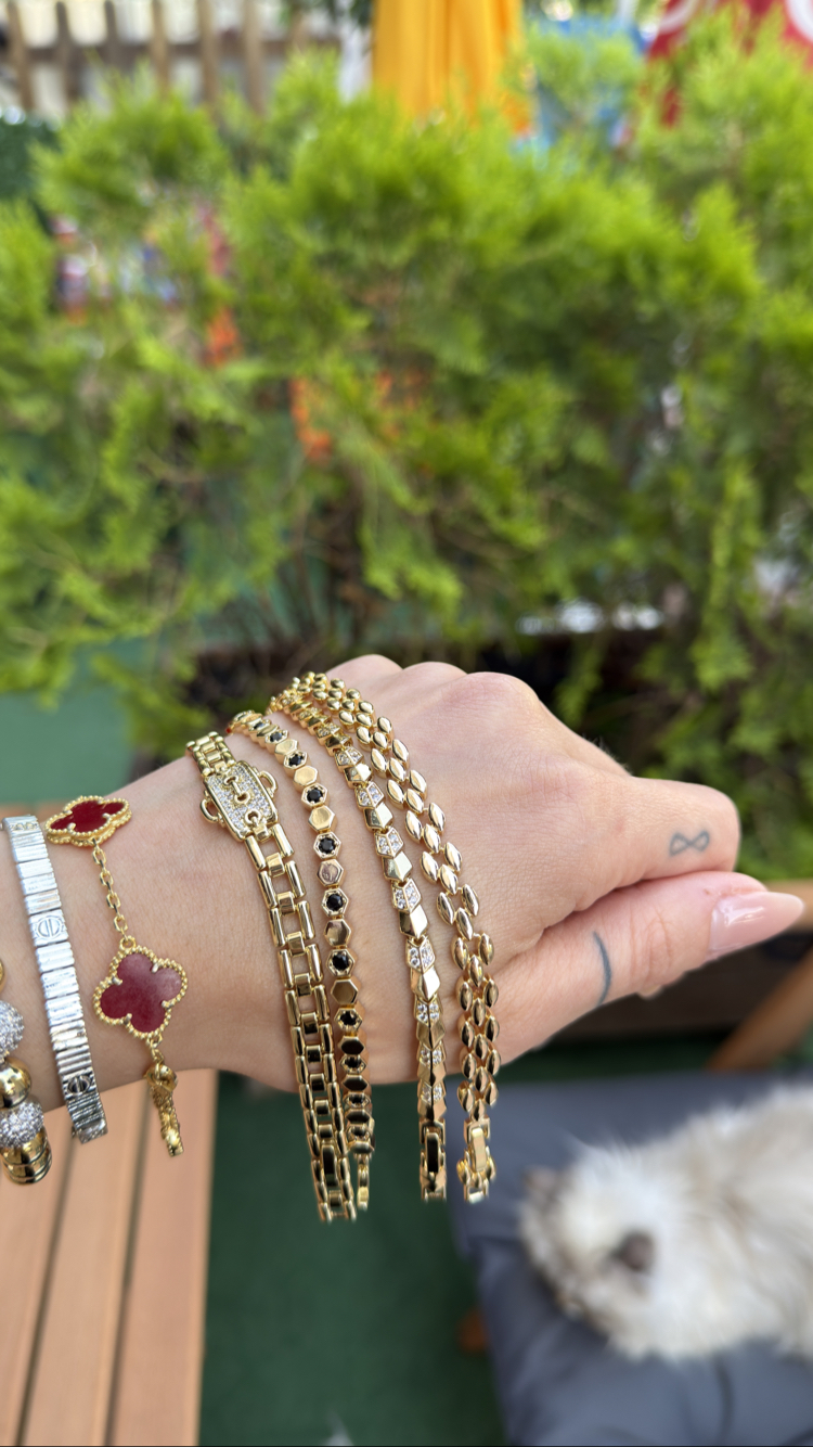 Damla Plaka 14K Gold Bileklik 