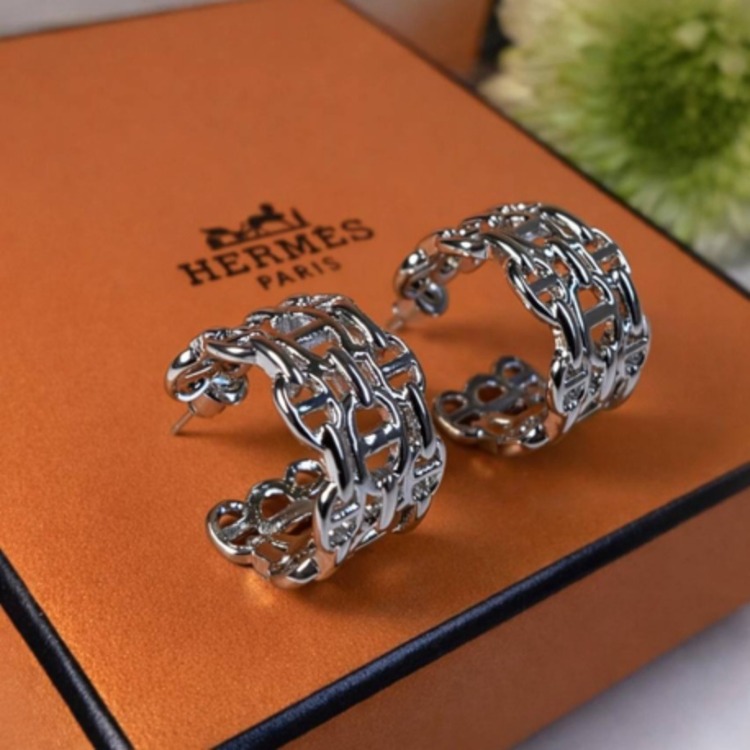 Hermes Silver Hoop İthal Küpe