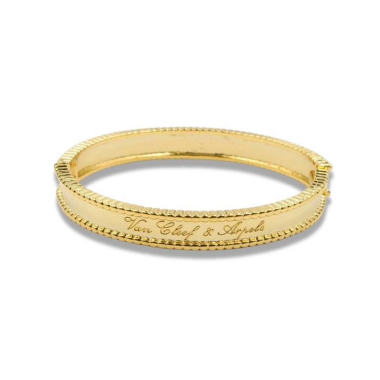 İthal Çift Taraflı Van Cleef Arples Yazılı Kelepçe Bileklik