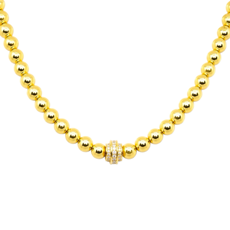 Taş Detaylı Gold Top Kolye