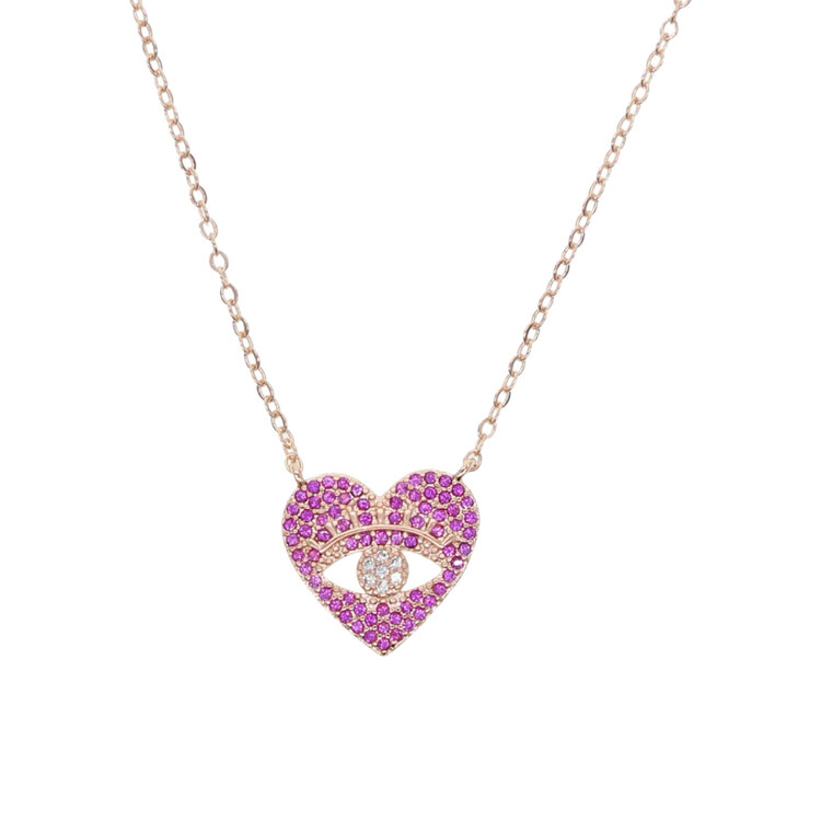 Rose Gold - Purple Eye Kalp Kolye