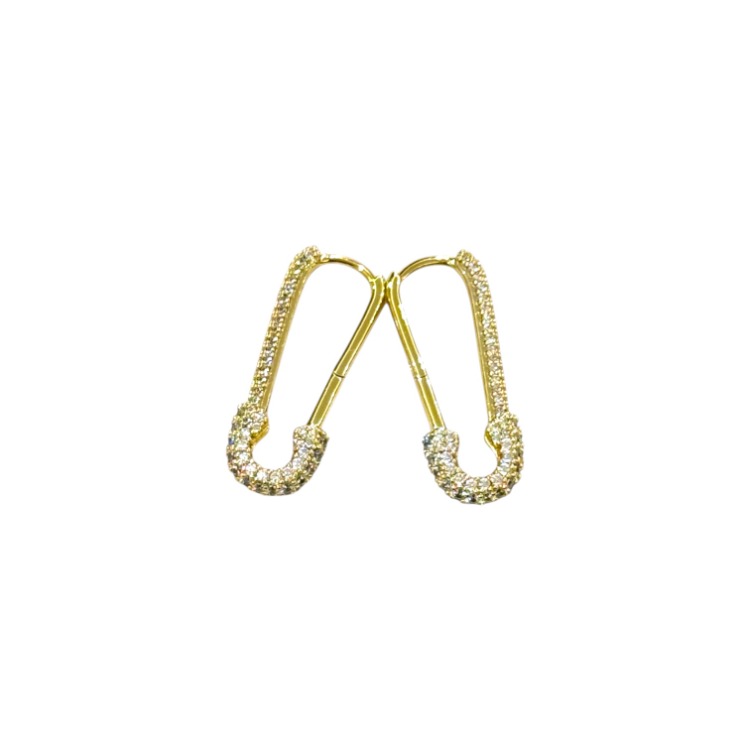 Zirkon Çengel Figür Gold Küpe