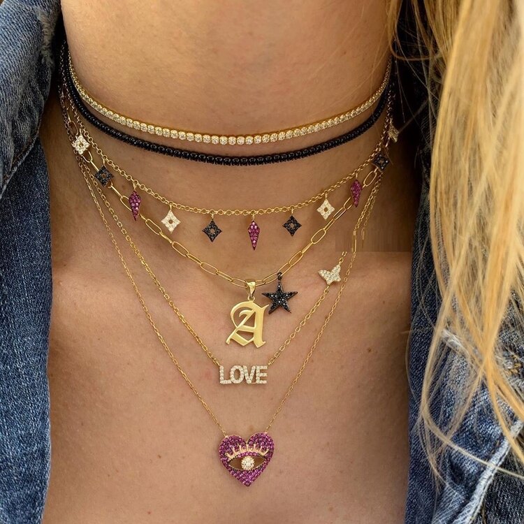 Rose Gold - Purple Eye Kalp Kolye