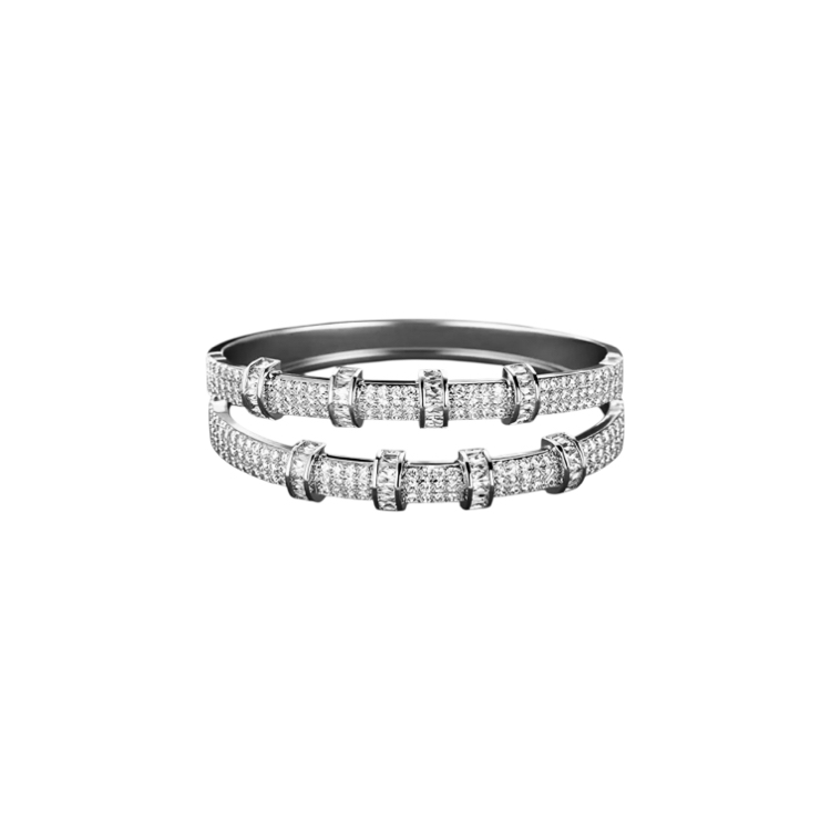 İki Sıralı Silver Zirkon Kelepçe