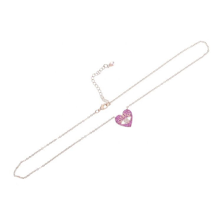 Rose Gold - Purple Eye Kalp Kolye