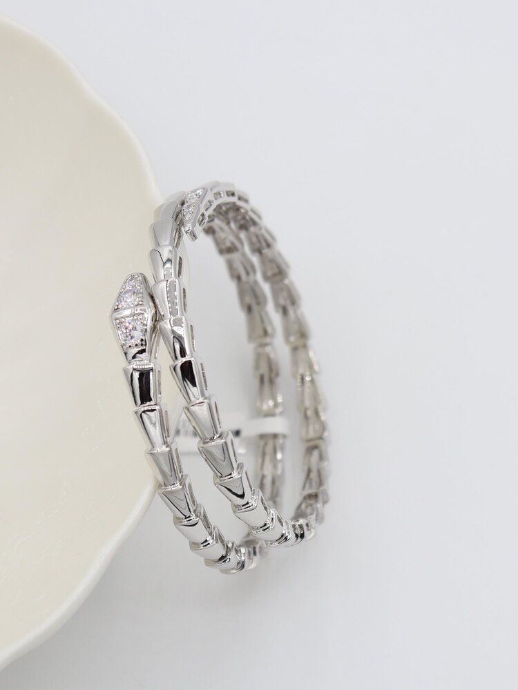 3 Sıralı Serpenti Silver Kelepçe Bileklik 