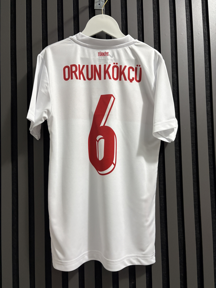 Çocuk- Orkun Kökçü#6- Türkiye Milli Takım Beyaz Çocuk Forma Takımı