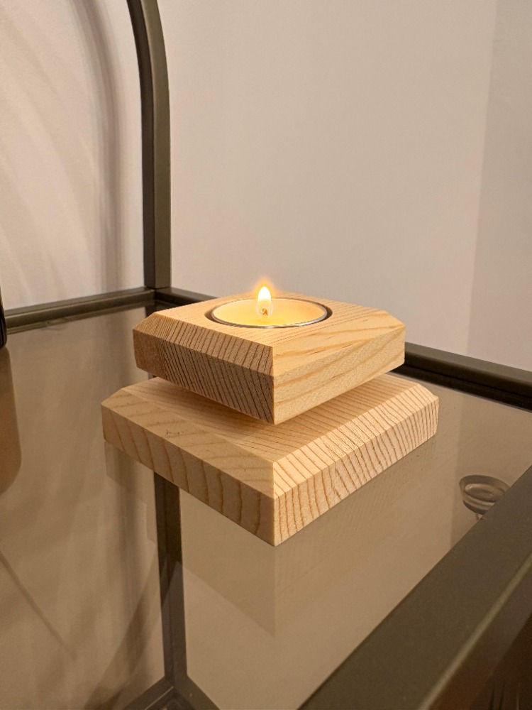 Masif Çam El Yapımı Tealight Mumluk