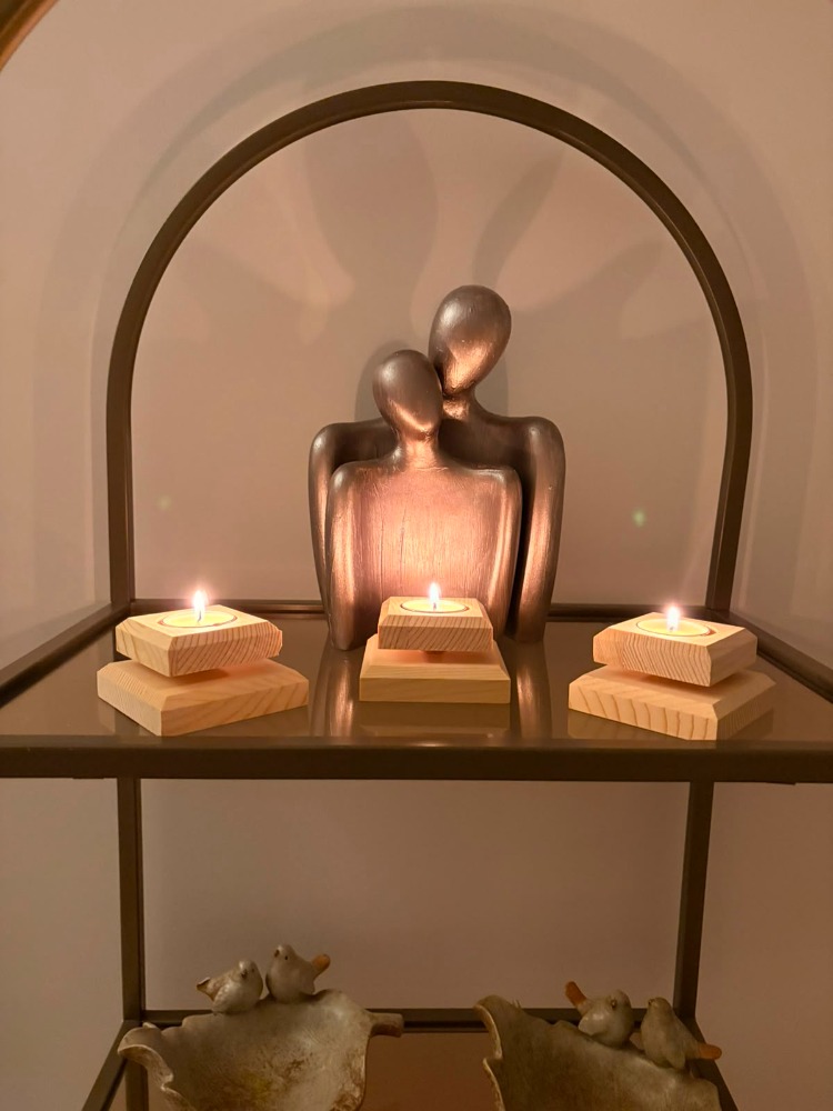 Masif Çam 3'lü Set Tealight Mumluk