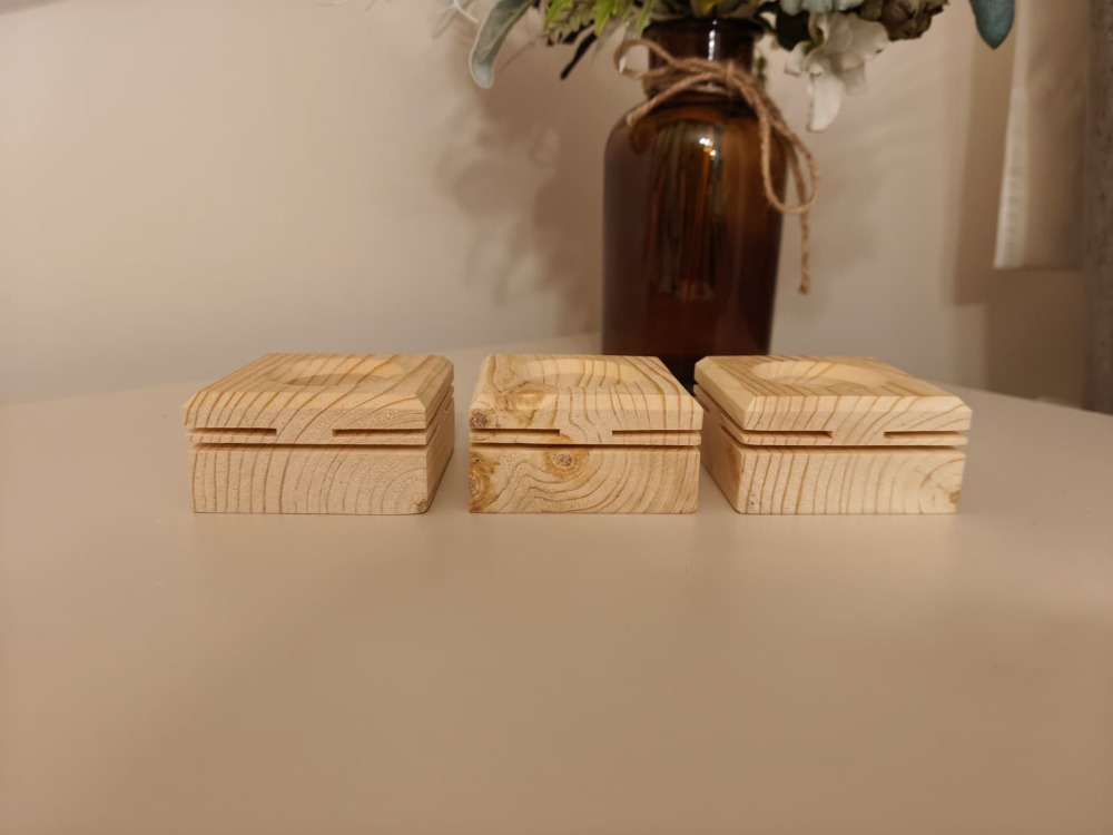 Masif Çam 3'lü Dekoratif Tealight Mumluk