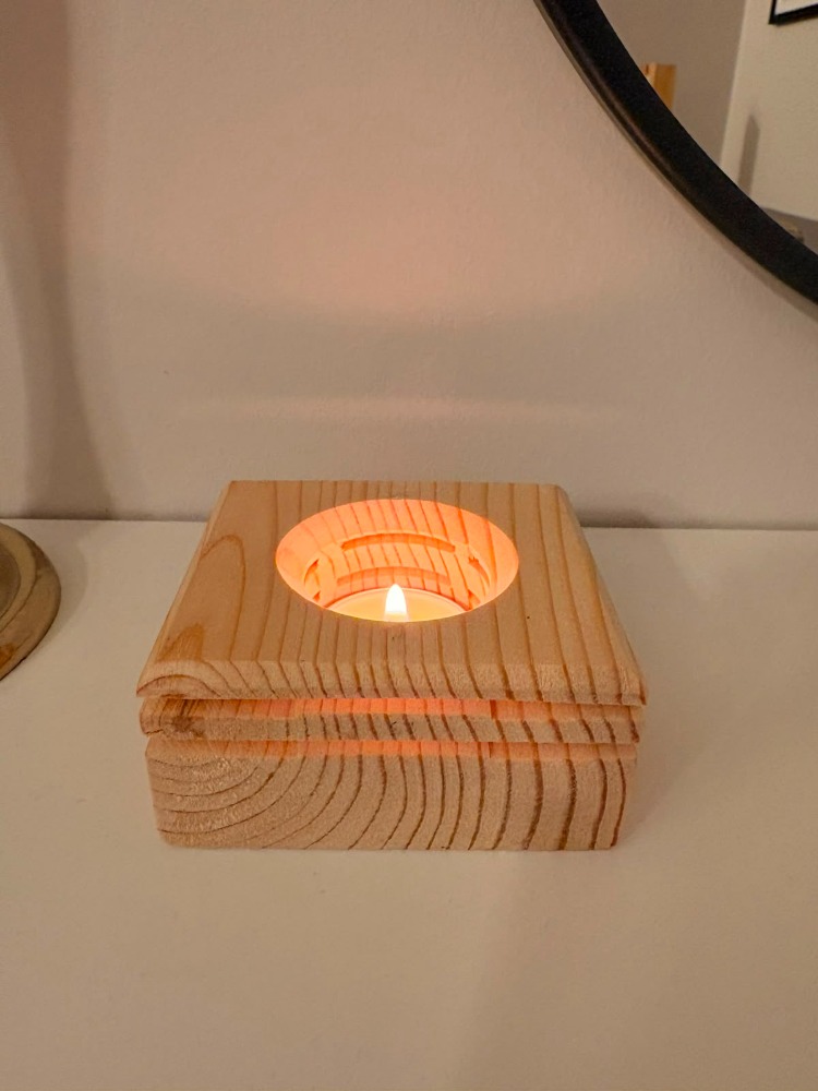 Masif Çam El Yapımı Tealight Mumluk