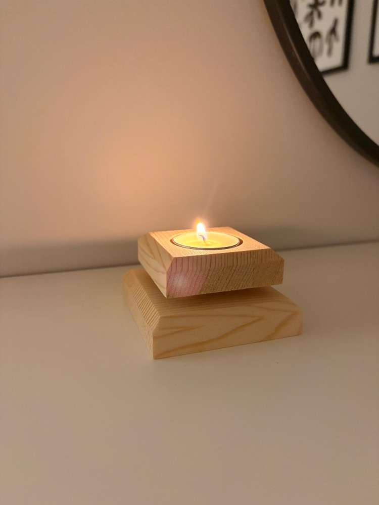 Masif Çam El Yapımı Tealight Mumluk