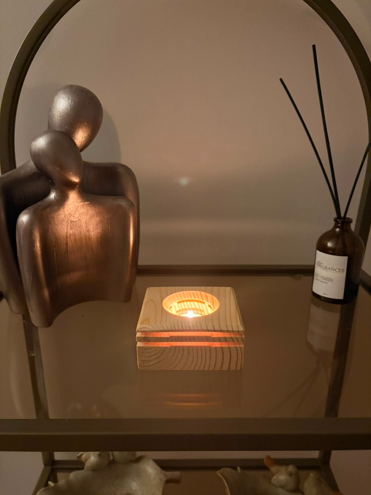 Masif Çam El Yapımı Tealight Mumluk