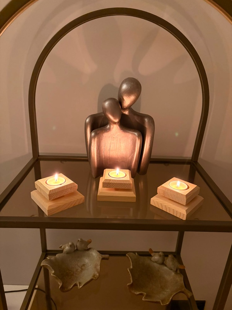 Masif Çam 3'lü Set Tealight Mumluk