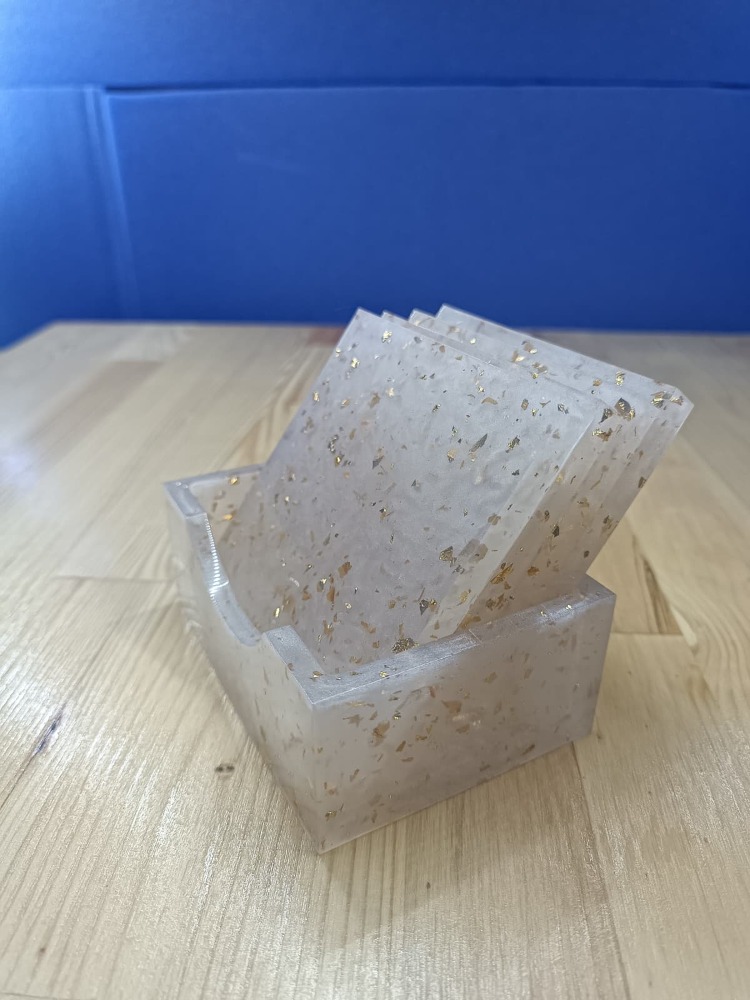 El Yapımı Kare Epoksi Bardak Altlığı Takımı