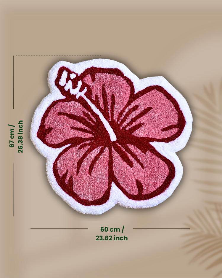 El Yapımı Japon Gülü Desenli Tufting Paspas – 60x67 cm