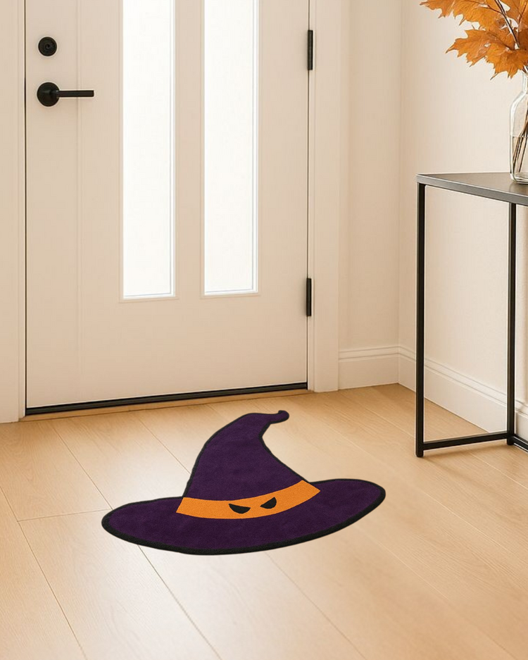 El Yapımı Cadı Şapkası Halı – Spooky Göz Detaylı Halloween Dekor