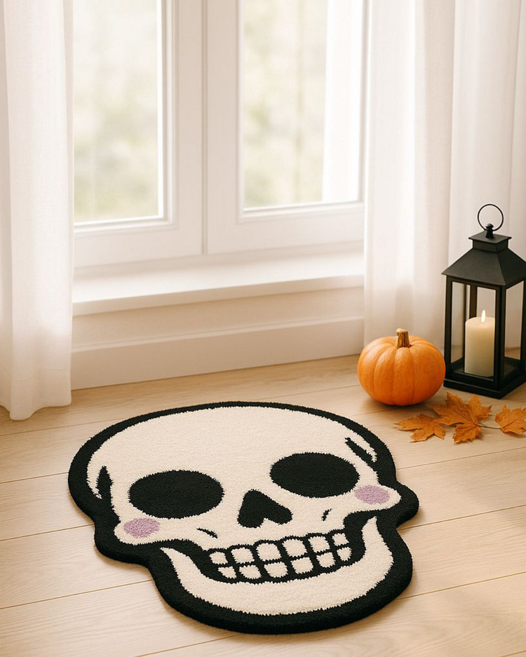 El Yapımı Tatlı Kuru Kafa Halısı – Spooky Halloween Dekor