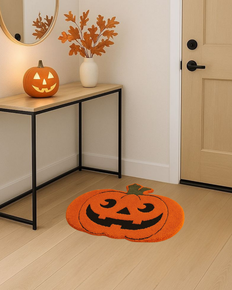 El Yapımı Balkabağı Halı – Spooky Turuncu Dekor