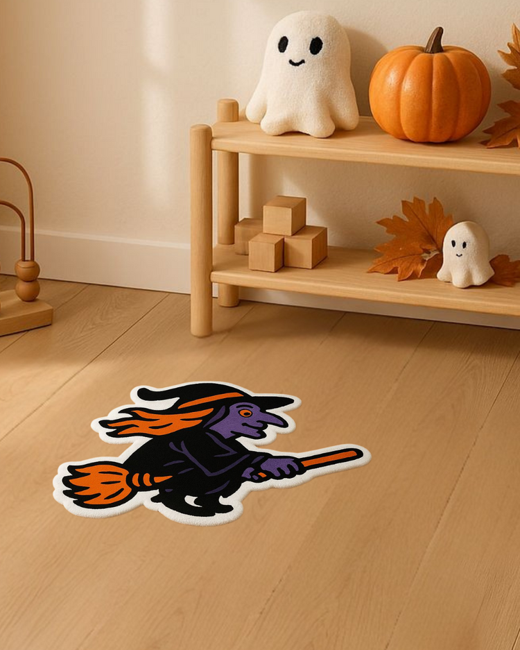 El Yapımı Cadı Şapkalı Halı – Spooky Eyes Detaylı Halloween Dekor