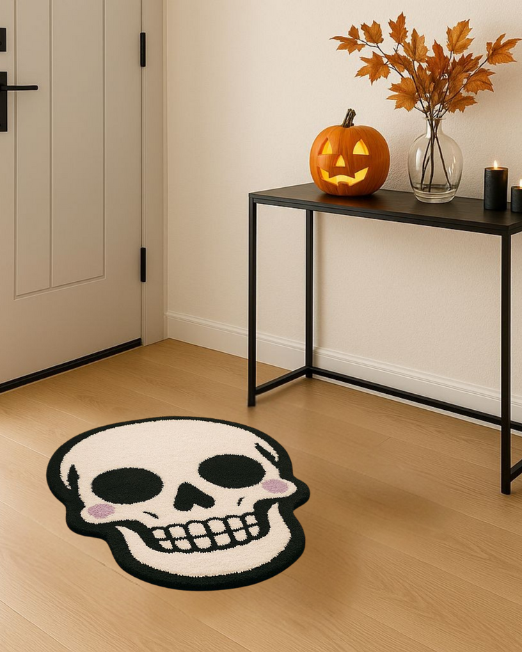 El Yapımı Tatlı Kuru Kafa Halısı – Spooky Halloween Dekor