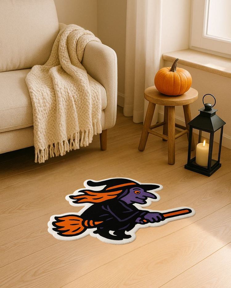 El Yapımı Cadı Şapkalı Halı – Spooky Eyes Detaylı Halloween Dekor