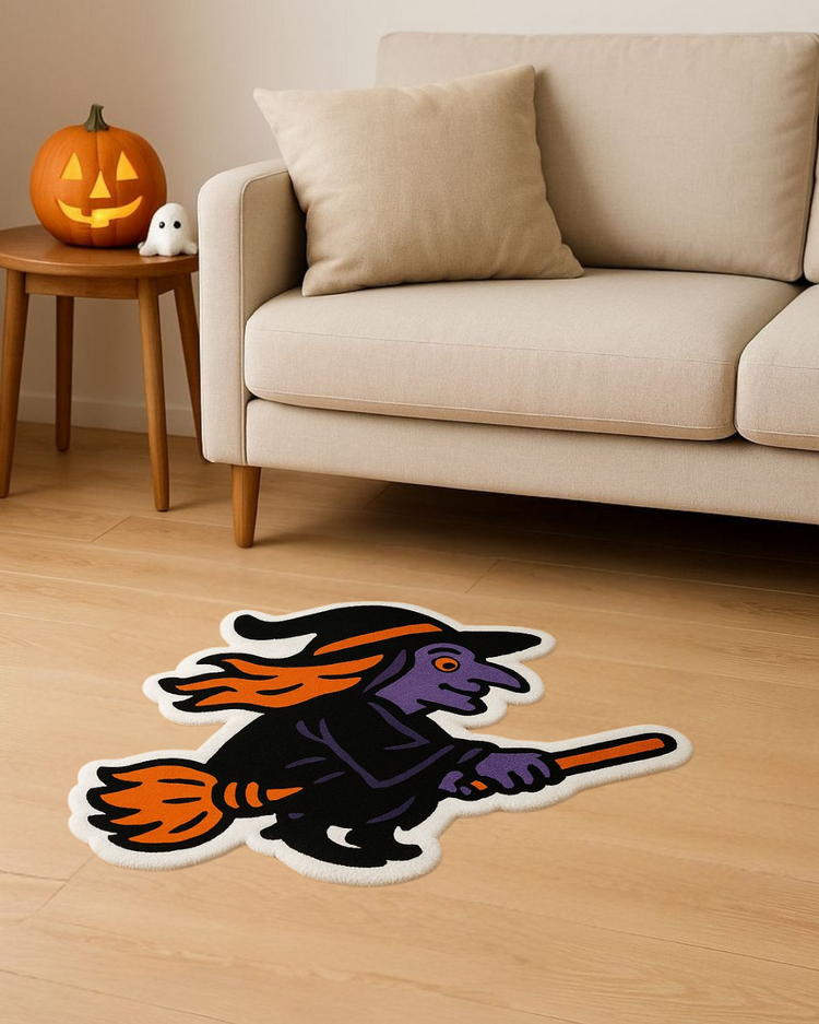 El Yapımı Cadı Şapkalı Halı – Spooky Eyes Detaylı Halloween Dekor