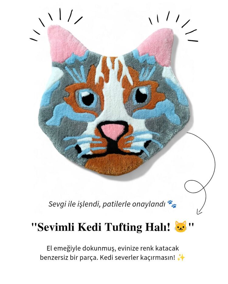 Sevimli Kedi Tufting Halı