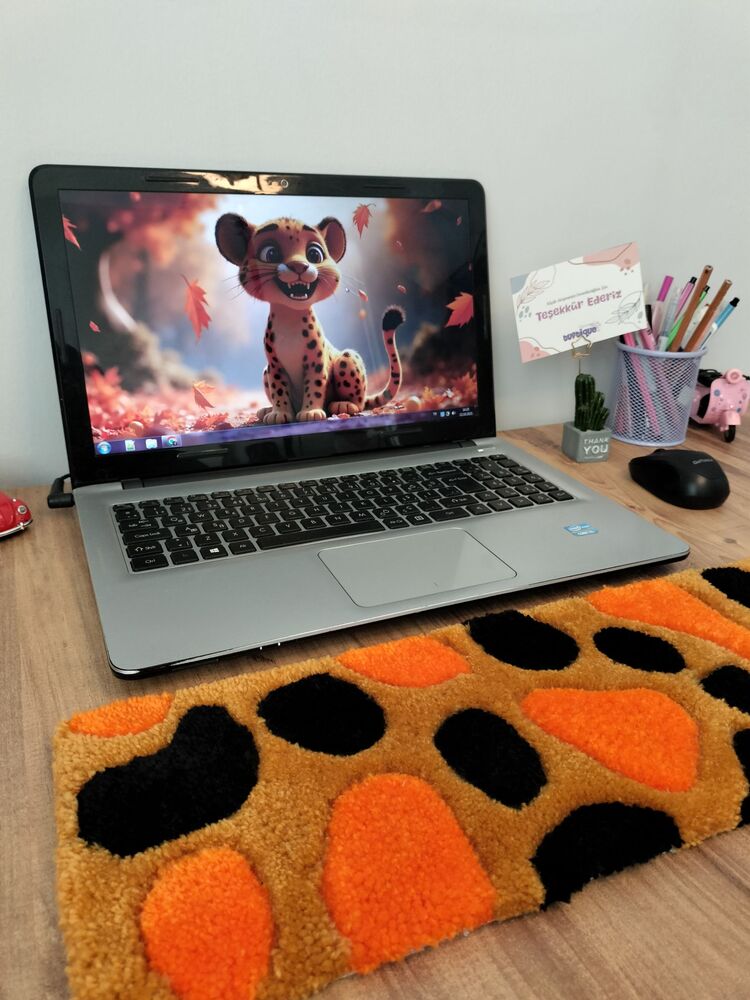 Leopar Desenli Tufting Klavye Halısı✨