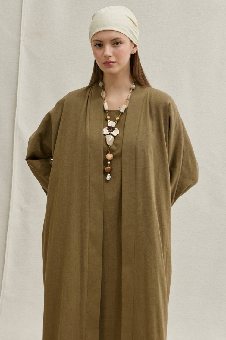 Soft İkili Abaya Takım Haki
