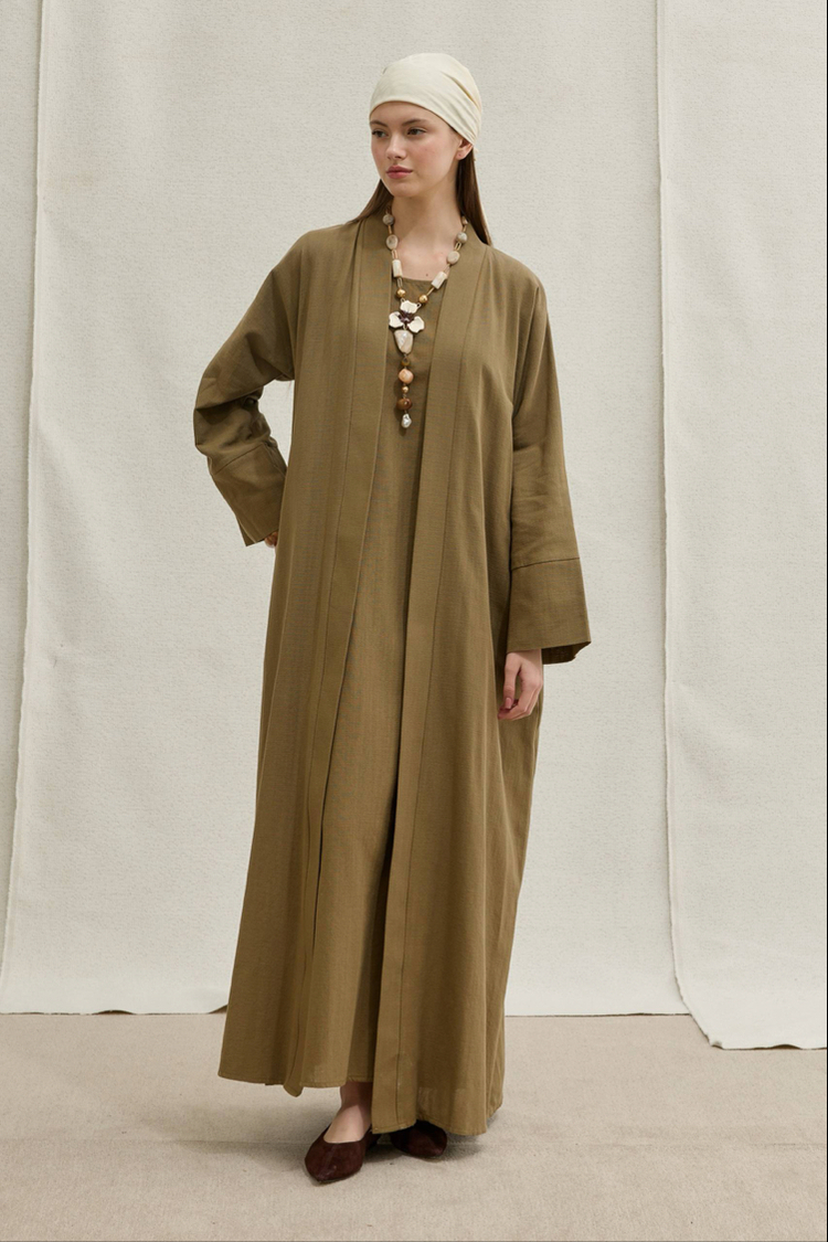 Soft İkili Abaya Takım Haki