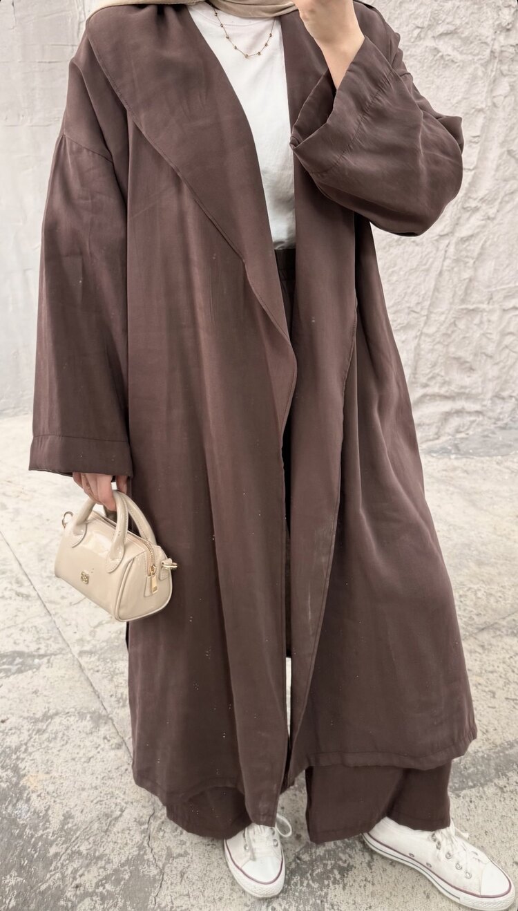 Kuşaklı Kimono Takım Kahverengi