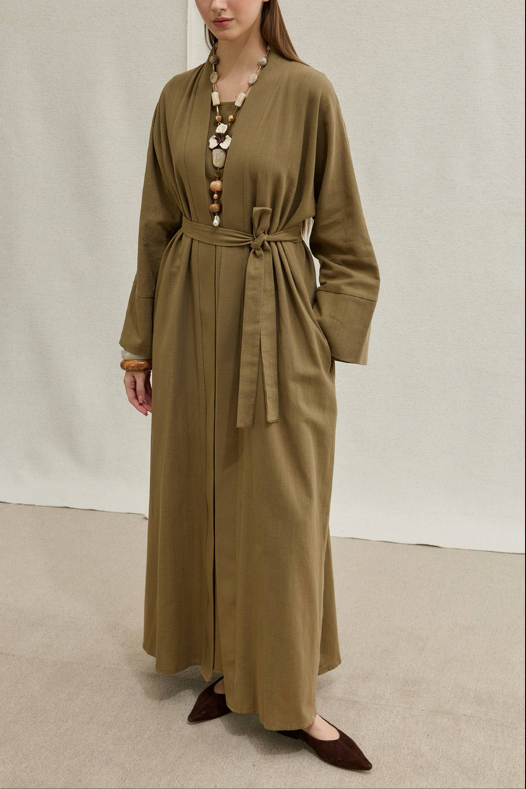 Soft İkili Abaya Takım Haki