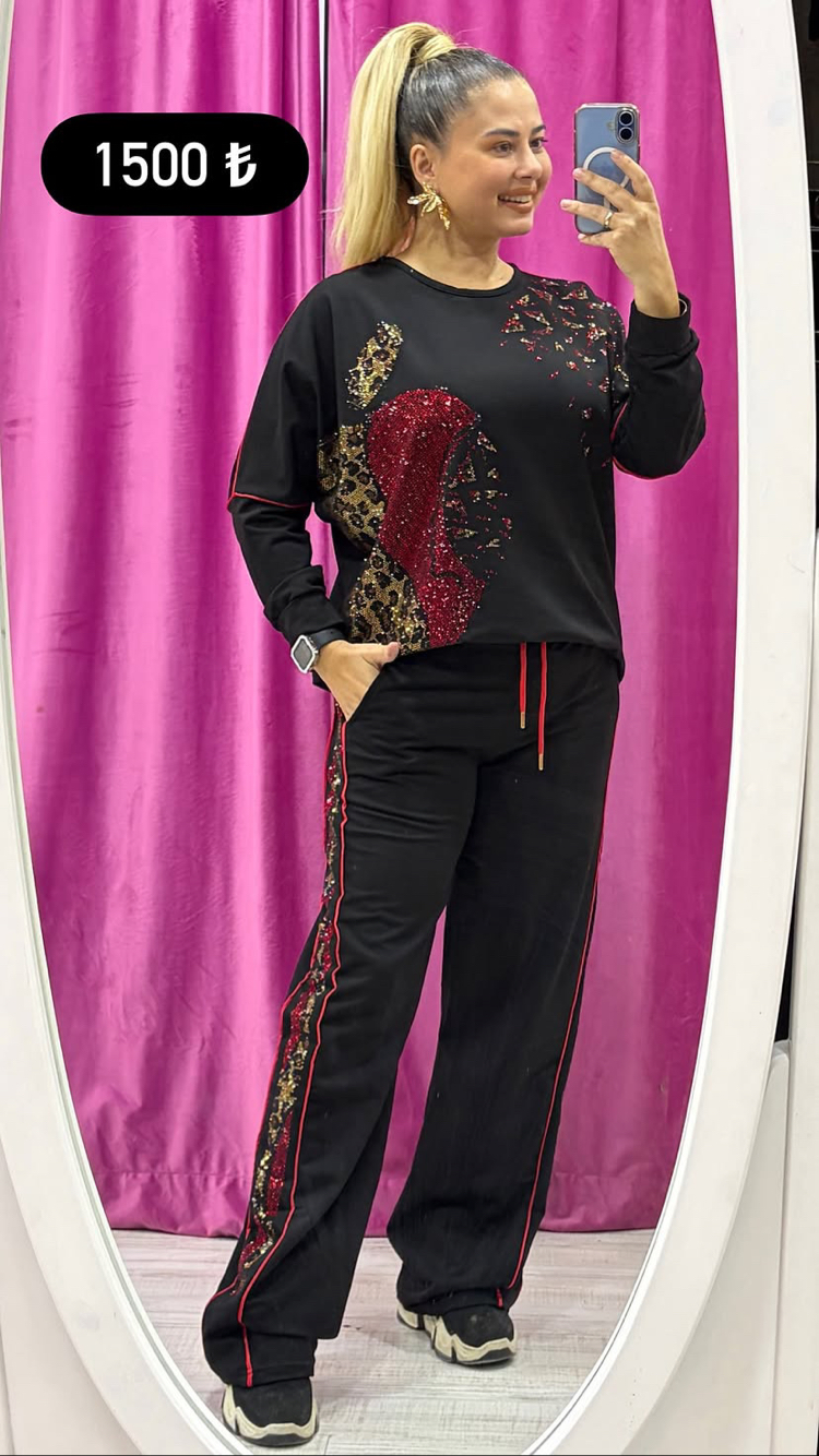Leoparlı Kırmızı Taşlı Takım