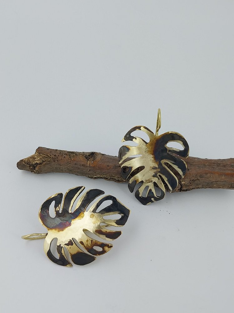 Monstera Yaprak Küpe _ El Yapımı