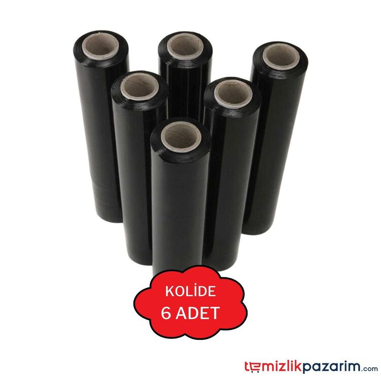 Siyah Palet Streç Film 50 Cm 23 Micron 300 Metre 2,7 Kg 6 Adet