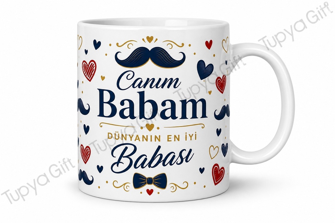 Babalar Günü Hediyesi İsme Özel Baskılı Seramik Kupa Bardak Porselen Mug