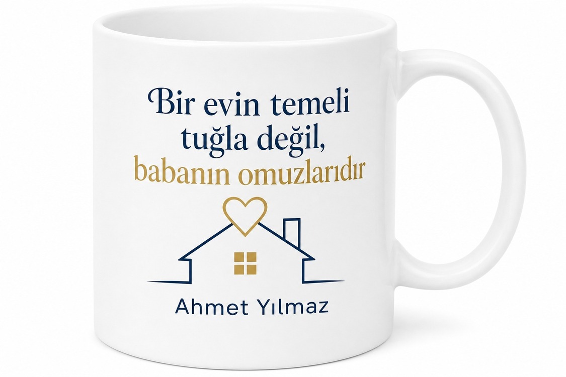 Evin Temeli Baba Yazılı Özel Kupa Bardak Babalar Günü Hediyesi