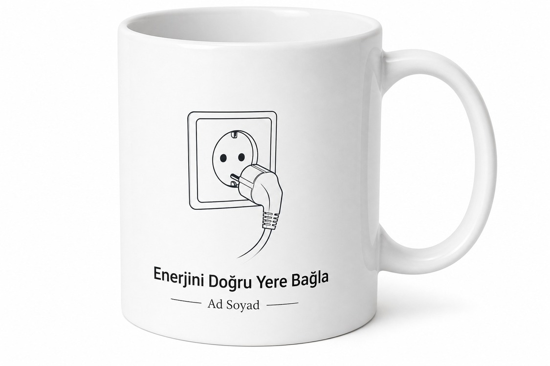 Elektrik Prizi Fiş Çizimli Enerjisini Doğru Yere Bağlayan Kupa Bardak Hediye