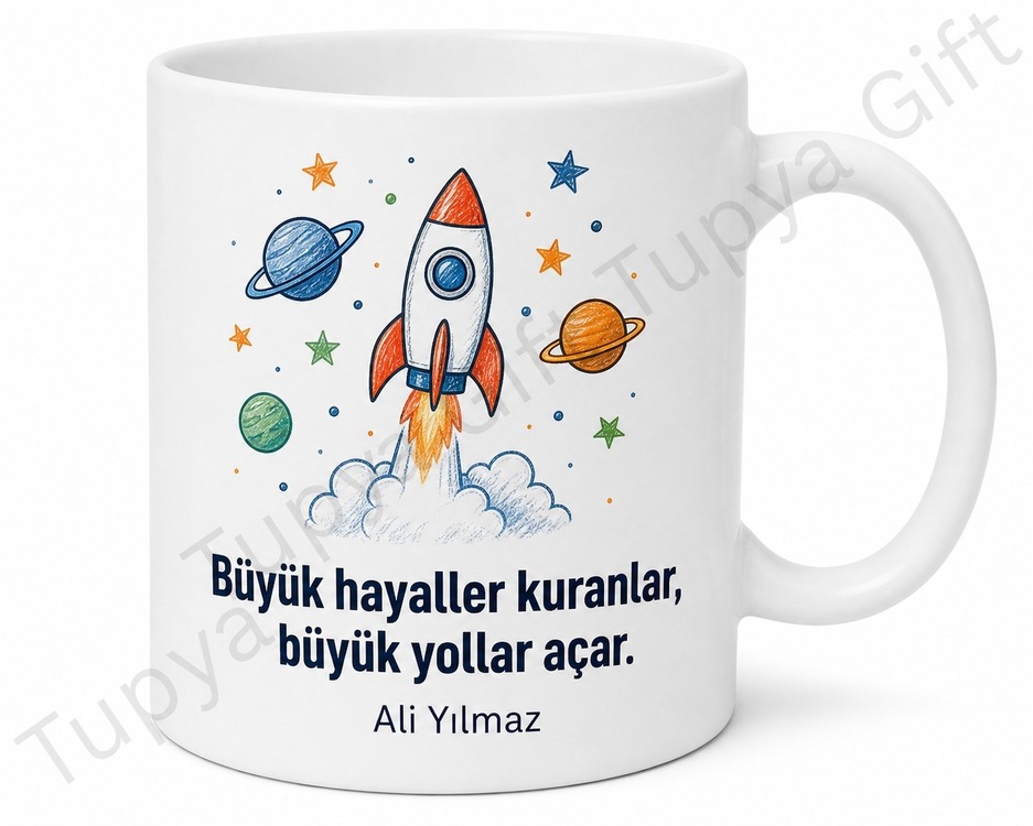 Erkek Çocuğuna Hediye Kişiye Özel Baskılı Kupa Bardak İsimli Özel Tasarım