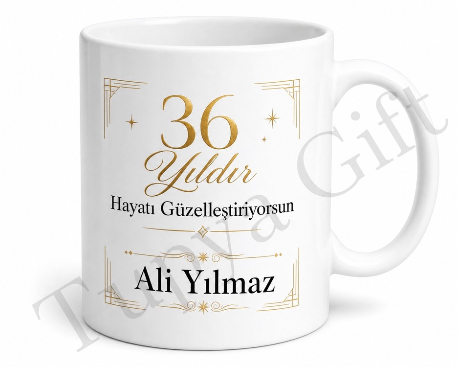 Şık Tasarımlı 36 Yaş Doğum Günü Hediyesi Ofis Çay Kupası Bardak