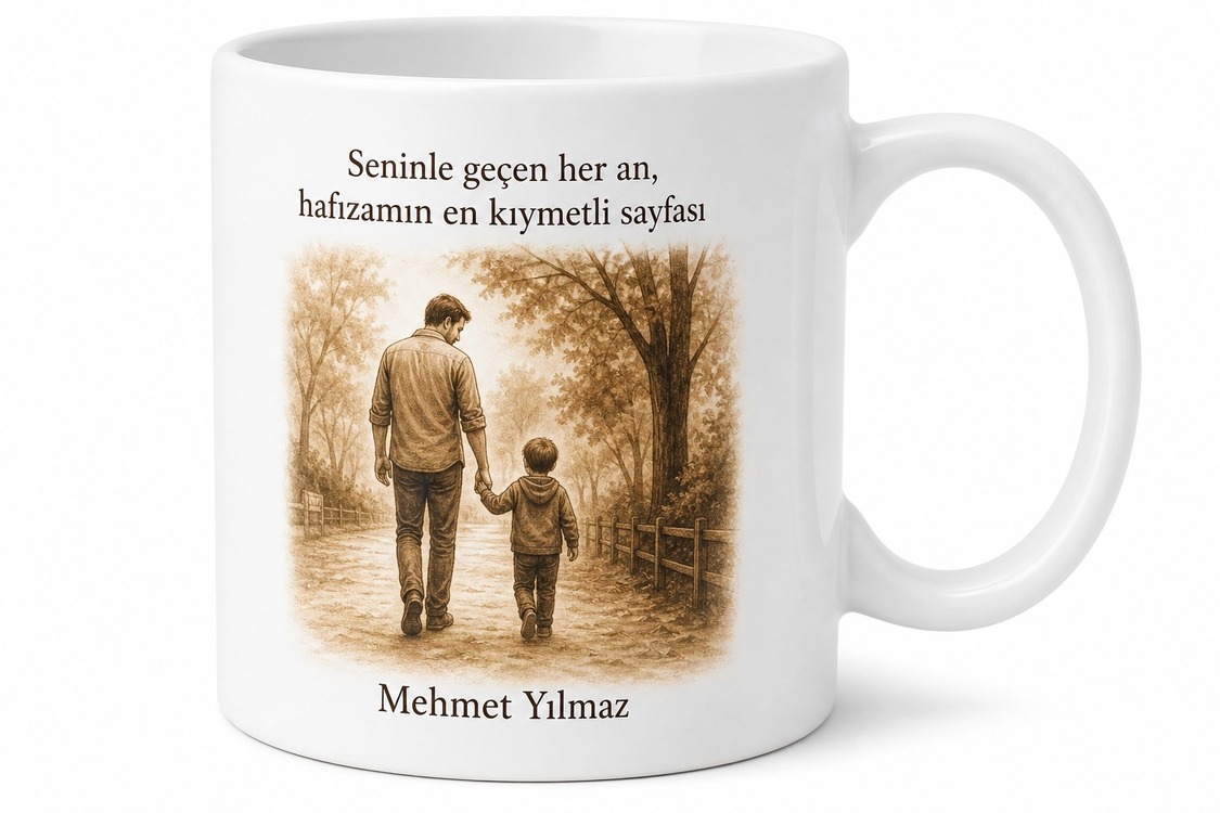 Babamla Anılar Yazılı Nostaljik Kupa Bardak Babalar Günü Hediyesi