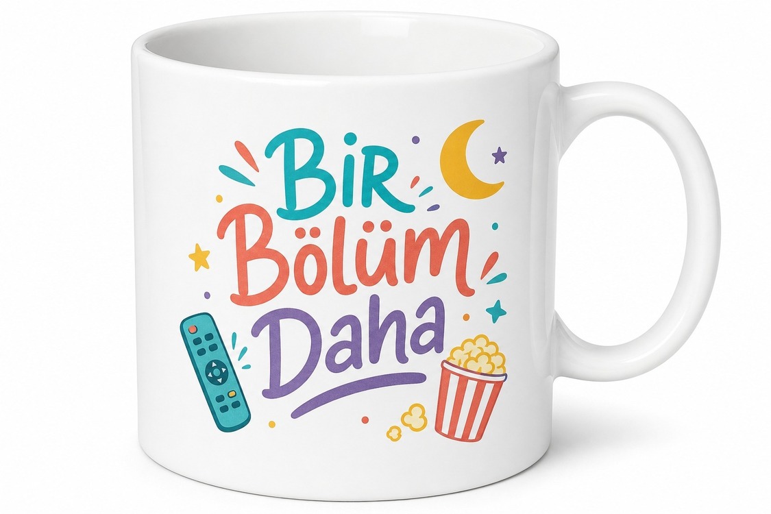 Bir Bölüm Daha Yazılı Komik Kupa Bardak Dizi Severler İçin Özel Tasarım Hediye